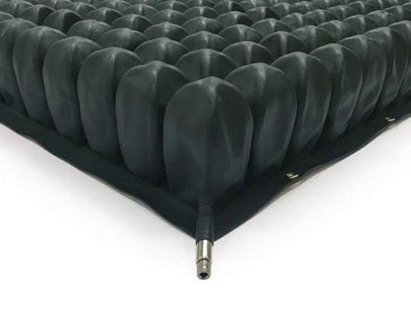 RO-HO – Dry flotation. This Neoprene mattress is a zoned, advanced pressure-relieving surface that is ideal for users requiring very high levels of protection against pressure-related issues – up to grade 4 (very high risk). This mattress can be used on the foot section providing an entire RoHo surface. It is interchangeable with lower-risk options without the need for the bed to be modified. Because it is zoned, it works very well when the bed is rotated and the majority of the user’s weight is supported by the seat area, as the air cannot move to other areas of the mattress. For those requiring a very high level of pressure redistribution, the Rotoflex is also available with a range of specialist pressure care mattresses.